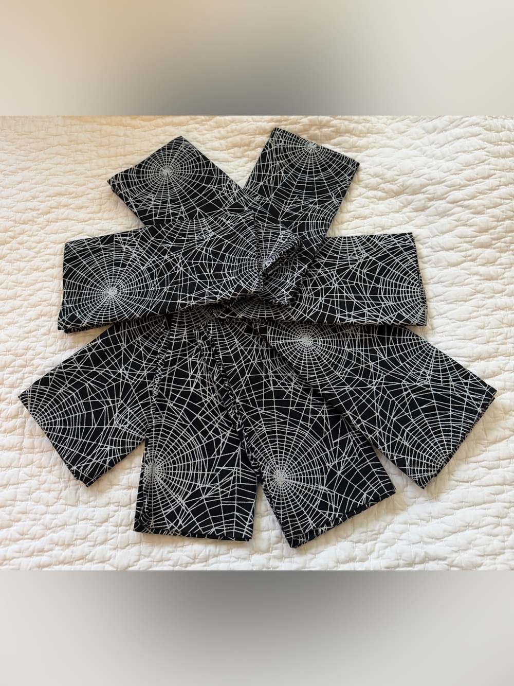 Rachel Zoe Black and Silver Spider Web Cloth Napkins (Set of 8)